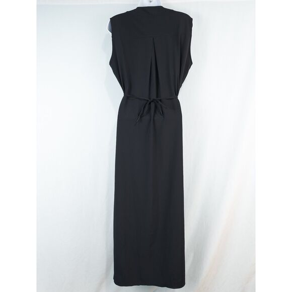 Athleta Marlow Maxi Dress Womens XS Black Side Slits Stretchy Oversized V Neck - Picture 2 of 16